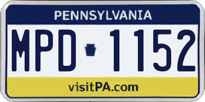 PA license plate MPD1152