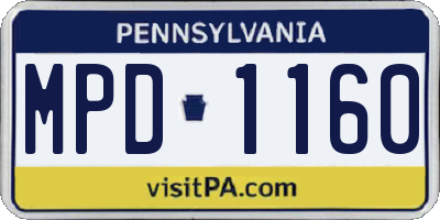 PA license plate MPD1160