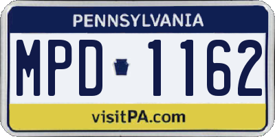 PA license plate MPD1162
