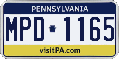 PA license plate MPD1165