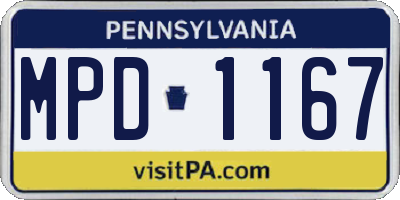 PA license plate MPD1167