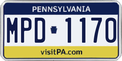 PA license plate MPD1170
