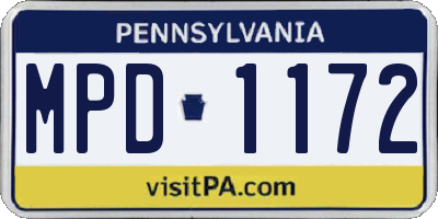 PA license plate MPD1172