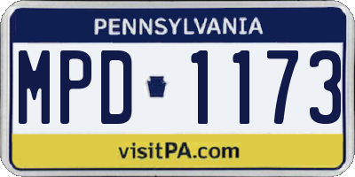 PA license plate MPD1173