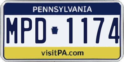 PA license plate MPD1174