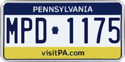 PA license plate MPD1175