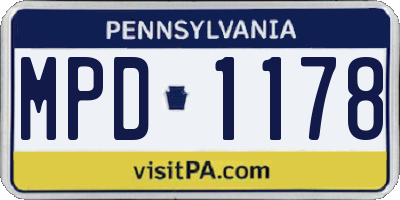 PA license plate MPD1178