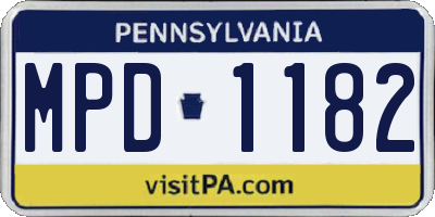 PA license plate MPD1182