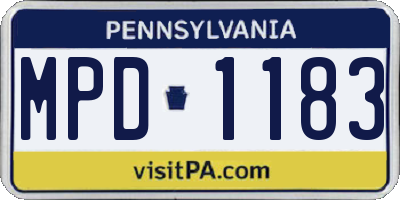 PA license plate MPD1183