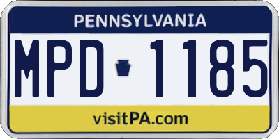 PA license plate MPD1185