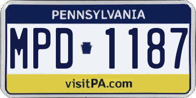 PA license plate MPD1187