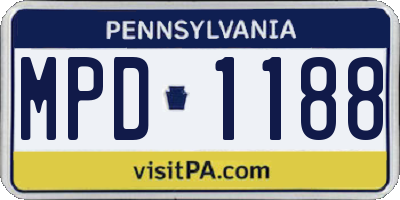 PA license plate MPD1188