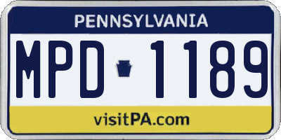 PA license plate MPD1189