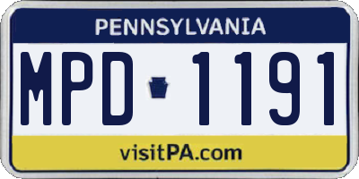 PA license plate MPD1191