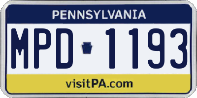 PA license plate MPD1193