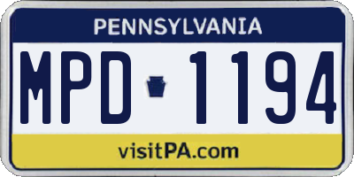 PA license plate MPD1194