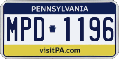 PA license plate MPD1196
