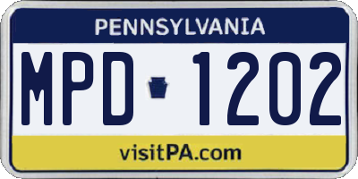 PA license plate MPD1202