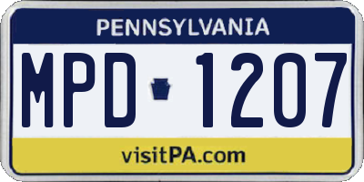 PA license plate MPD1207