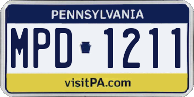 PA license plate MPD1211