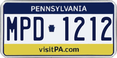 PA license plate MPD1212