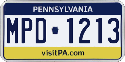 PA license plate MPD1213