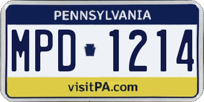 PA license plate MPD1214