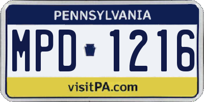 PA license plate MPD1216