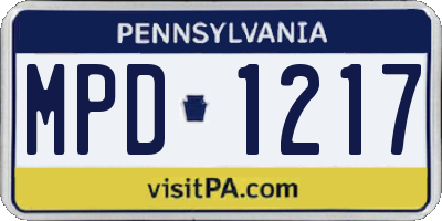 PA license plate MPD1217