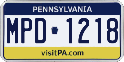 PA license plate MPD1218