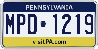 PA license plate MPD1219