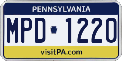 PA license plate MPD1220