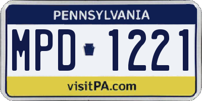 PA license plate MPD1221