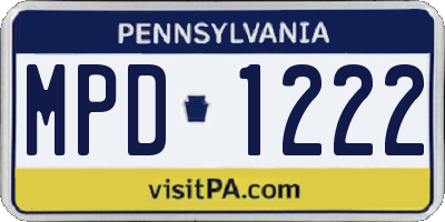 PA license plate MPD1222