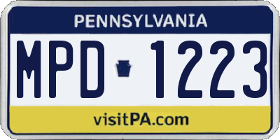PA license plate MPD1223