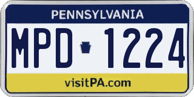 PA license plate MPD1224