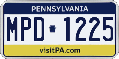 PA license plate MPD1225