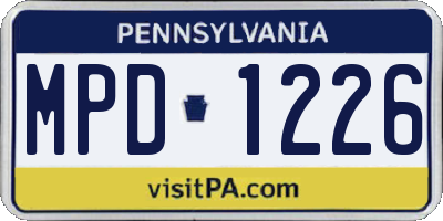 PA license plate MPD1226
