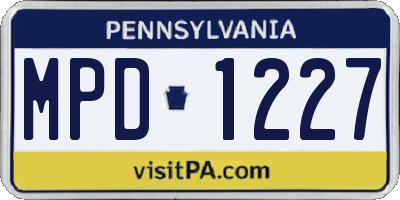PA license plate MPD1227