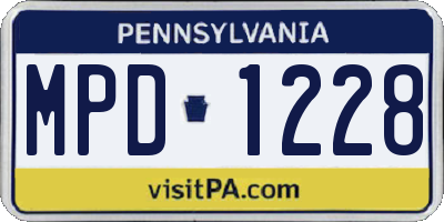 PA license plate MPD1228