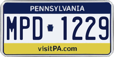 PA license plate MPD1229