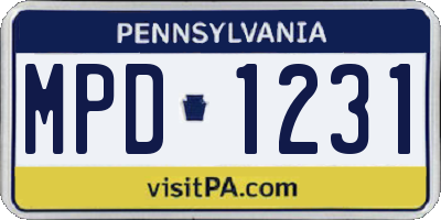 PA license plate MPD1231