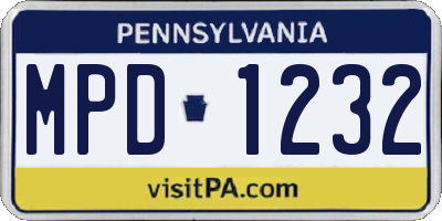 PA license plate MPD1232