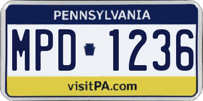 PA license plate MPD1236