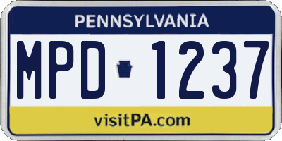 PA license plate MPD1237