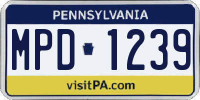 PA license plate MPD1239