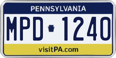 PA license plate MPD1240