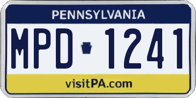 PA license plate MPD1241