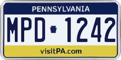 PA license plate MPD1242
