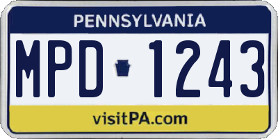 PA license plate MPD1243